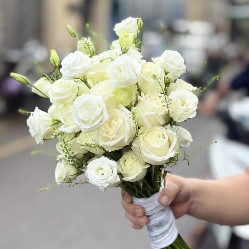 Hoa cưới hồng trắng tinh khôi – ảnh 2